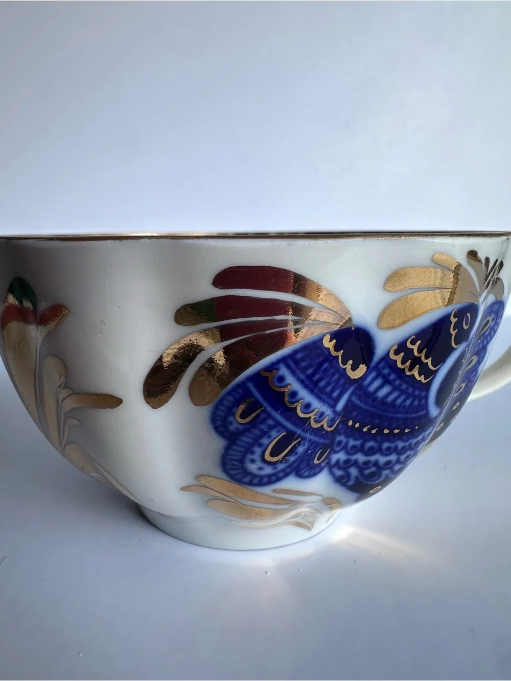 Lomonosov Golden Garden Porcelain Cup and Saucer gold/cobalt